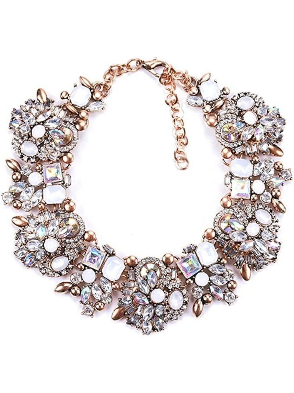 𝅺🆕 Stunning Statement Necklace Colorful Glass Crystal Collar Choker SEXY NWT 👀